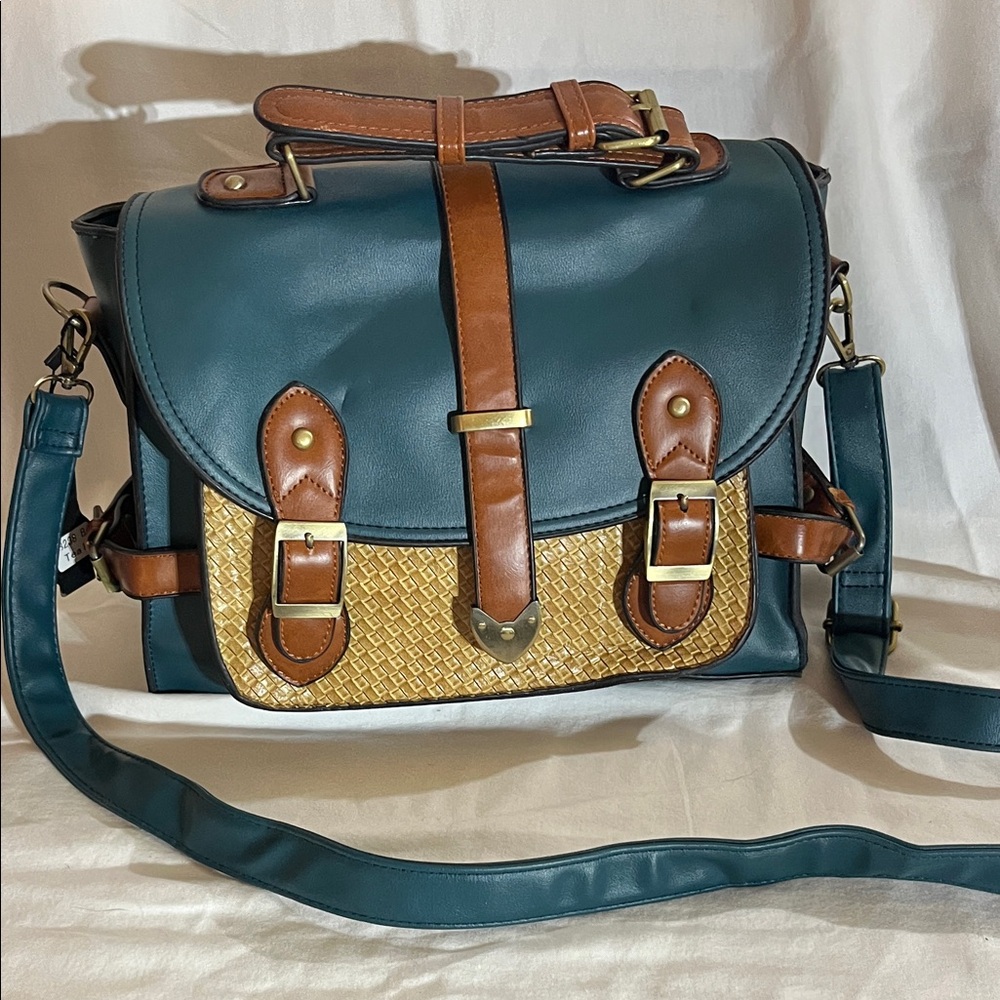 Modcloth Teal and Brown Shoulder Bag